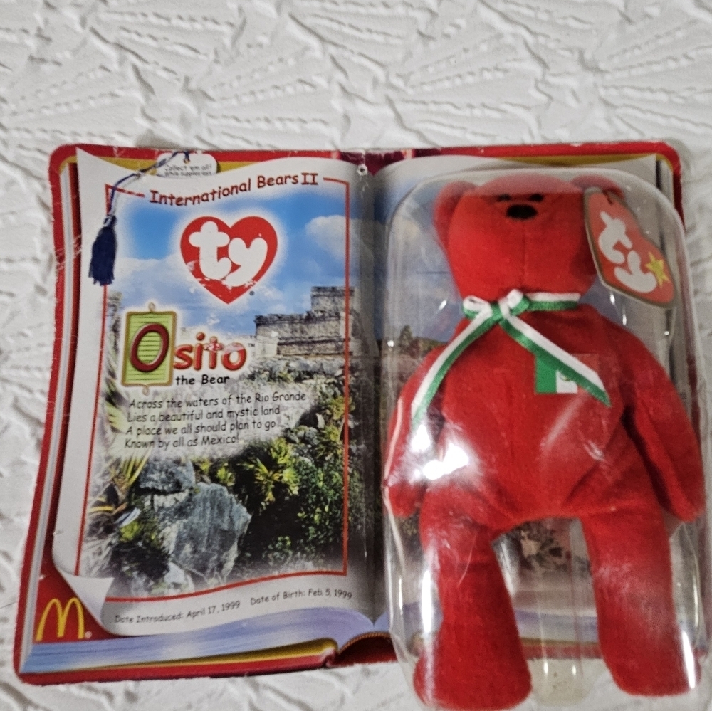 Ty Osito Bear with Green Ribbon New In Package - Picture 1 of 6